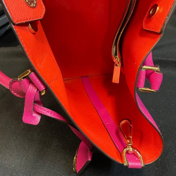 EUC Michael Kors medium saffiano leather tote bag deep fuschia - Picture 14 of 16